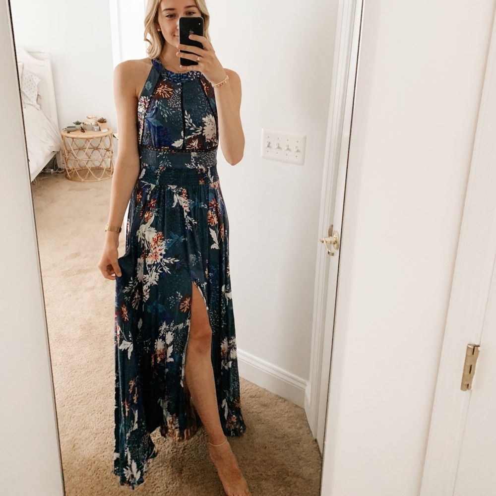 Blue floral maxi dress NWT